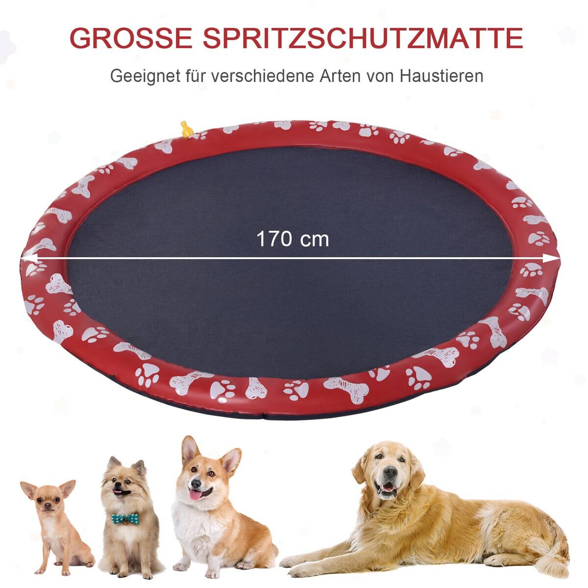 PawHut Hunde-Planschbecken rot Kunststoff B/H/L: ca. 170x1x170 cm