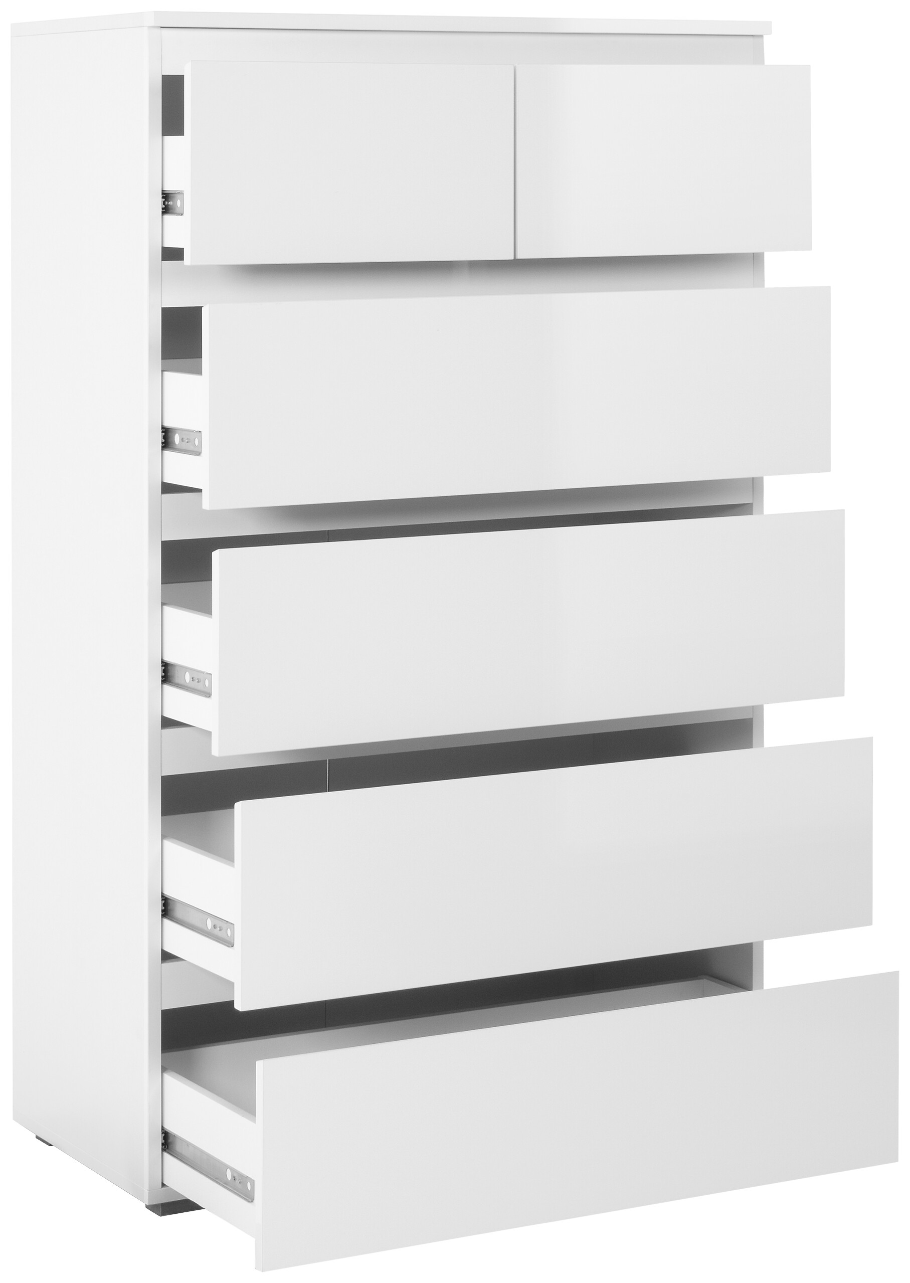 Schubkastenkommode Capetown weiß glänzend weiß B/H/T: ca. 80x132x40 cm