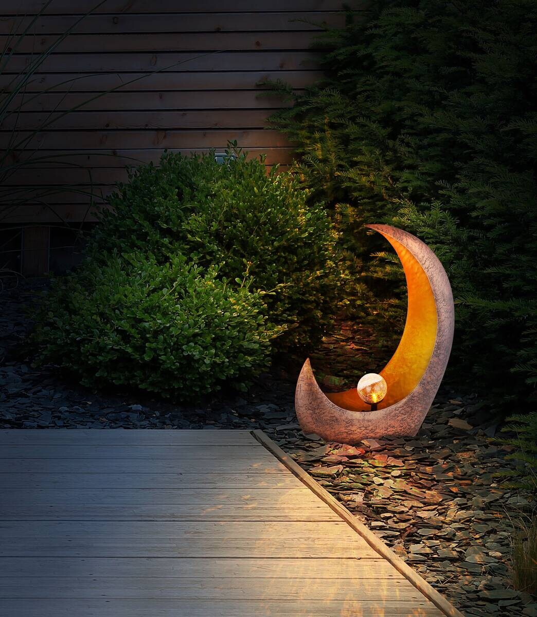 LED-Solarleuchte klar messing Metall B/H/T: ca. 13,5x45x37,5 cm