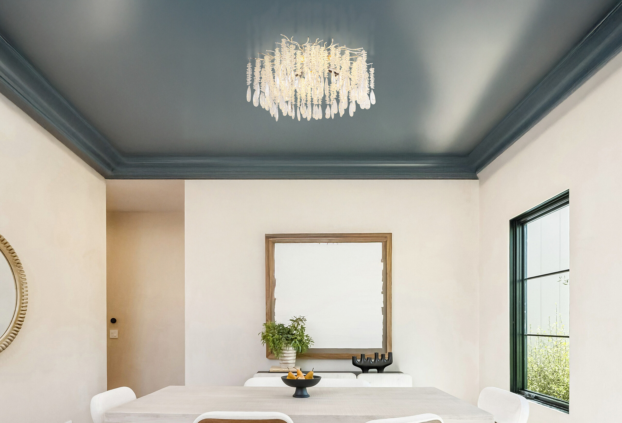 GLOBO Deckenleuchte silber klar Glas Metall H/D: ca. 45x60 cm E14 8 Brennstellen