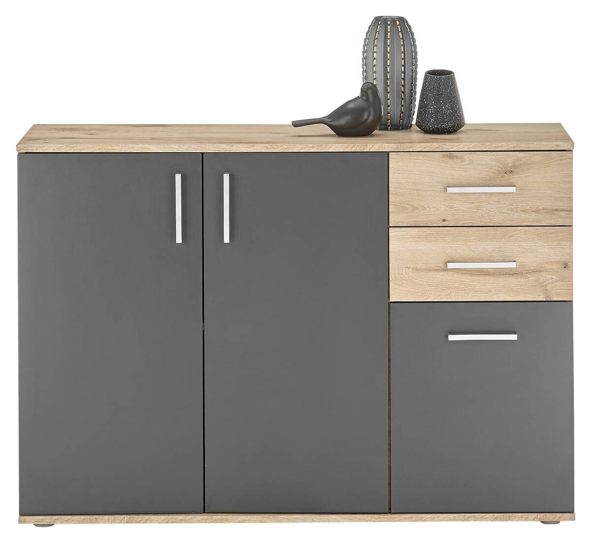 Kommode BC 1040 Eiche Viking Nachbildung dunkelgrau B/H/T: ca. 120x84x35 cm