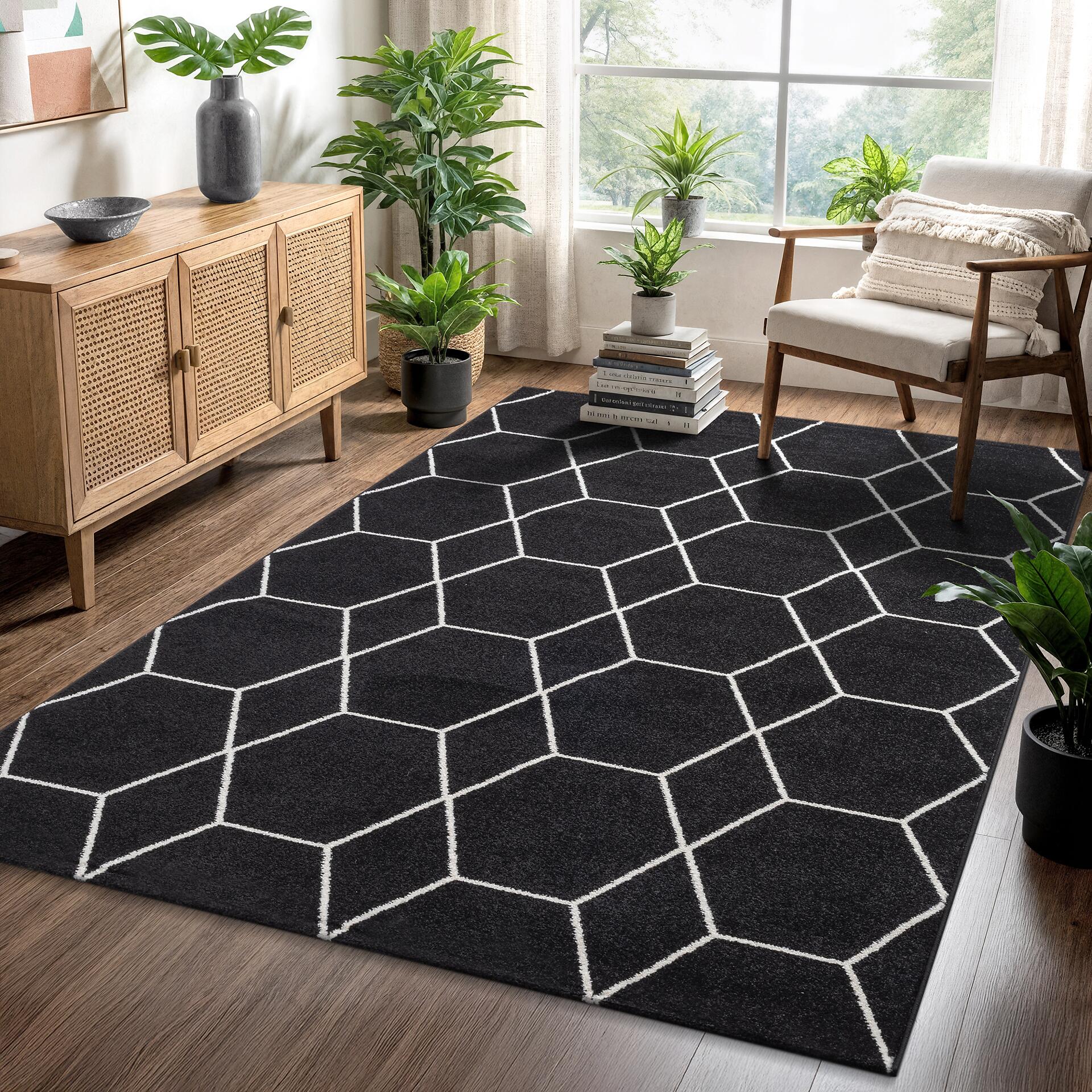 Sanat Teppich Trellis schwarz B/L: ca. 80x150 cm