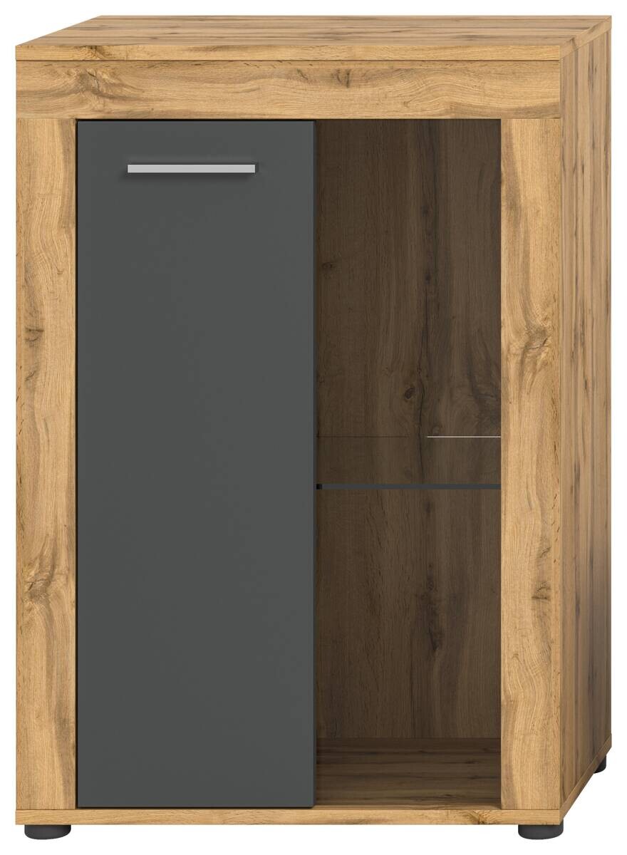 Vitrine Jam Eiche Wotan Nachbildung grau B/H/T: ca. 60x86x35 cm