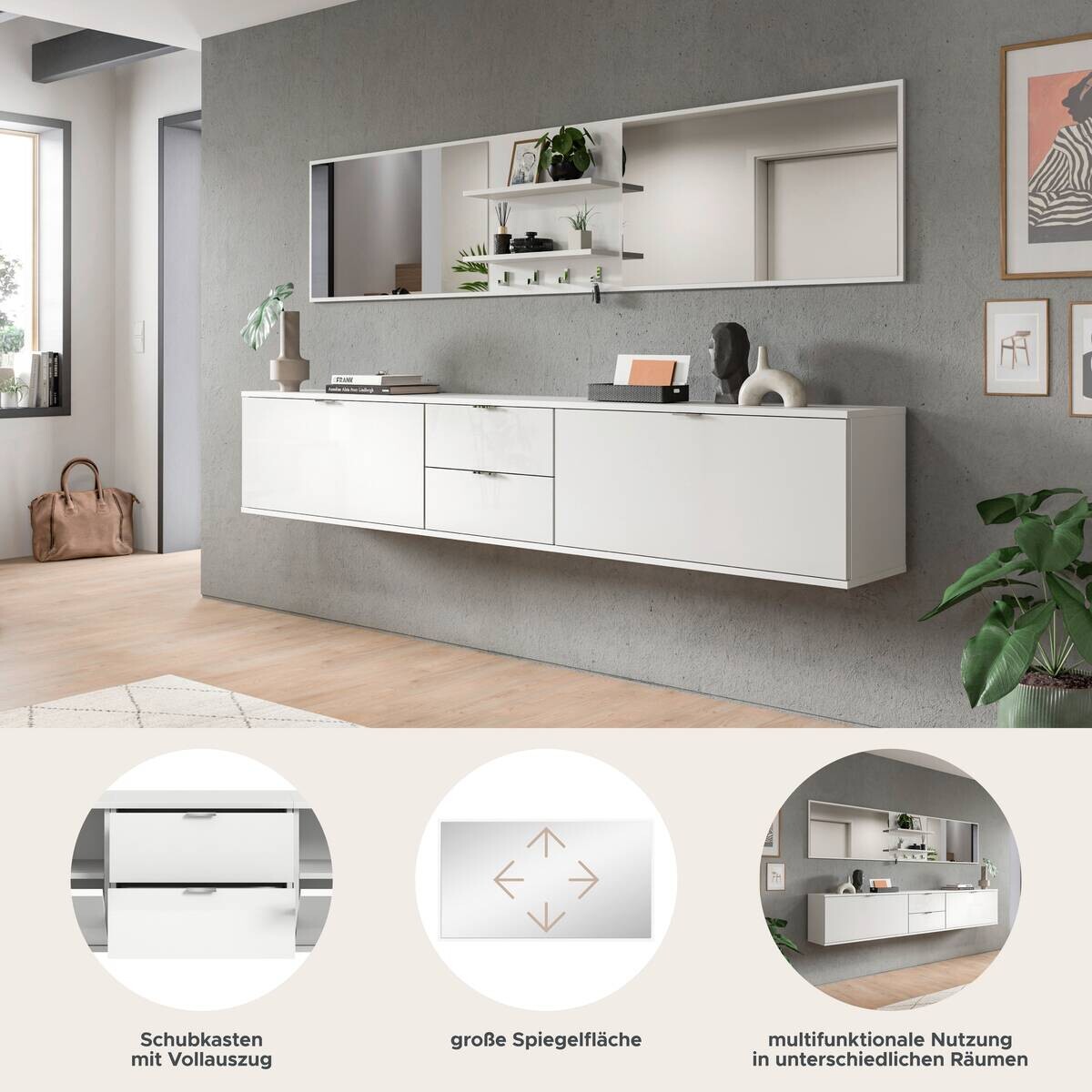 Garderobe PROJEKT X weiß weiß Hochglanz B/H/T: ca. 236x191x37 cm