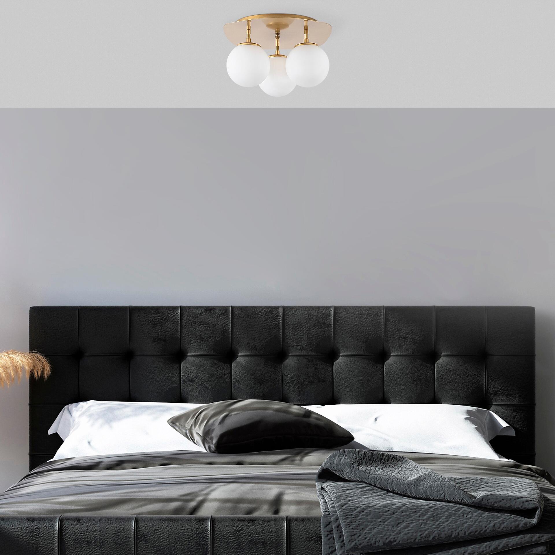 Opviq Deckenleuchte Well-11710 gold Glas B/H/T/L: ca. 37x25x44x37 cm E14 3 Brennstellen