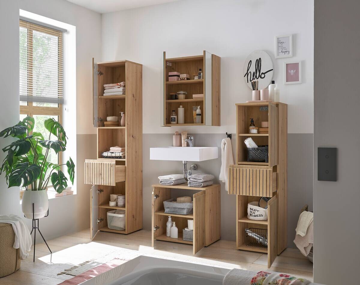 Waschbeckenunterschrank Austin Artisan Oak Nachbildung B/H/T: ca. 60x57x36 cm