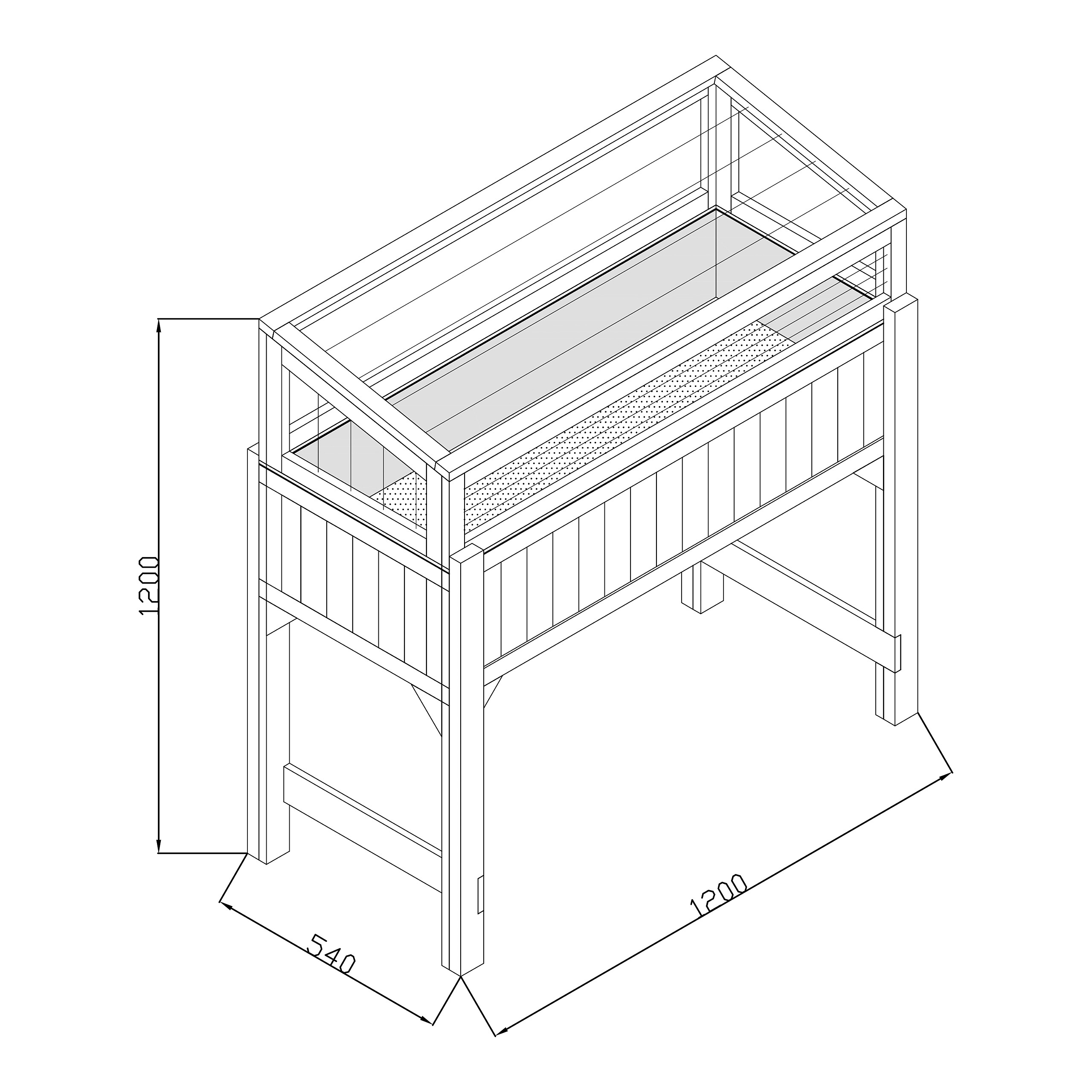 AXI Hochbeet B/H/L: ca. 54x120x120 cm