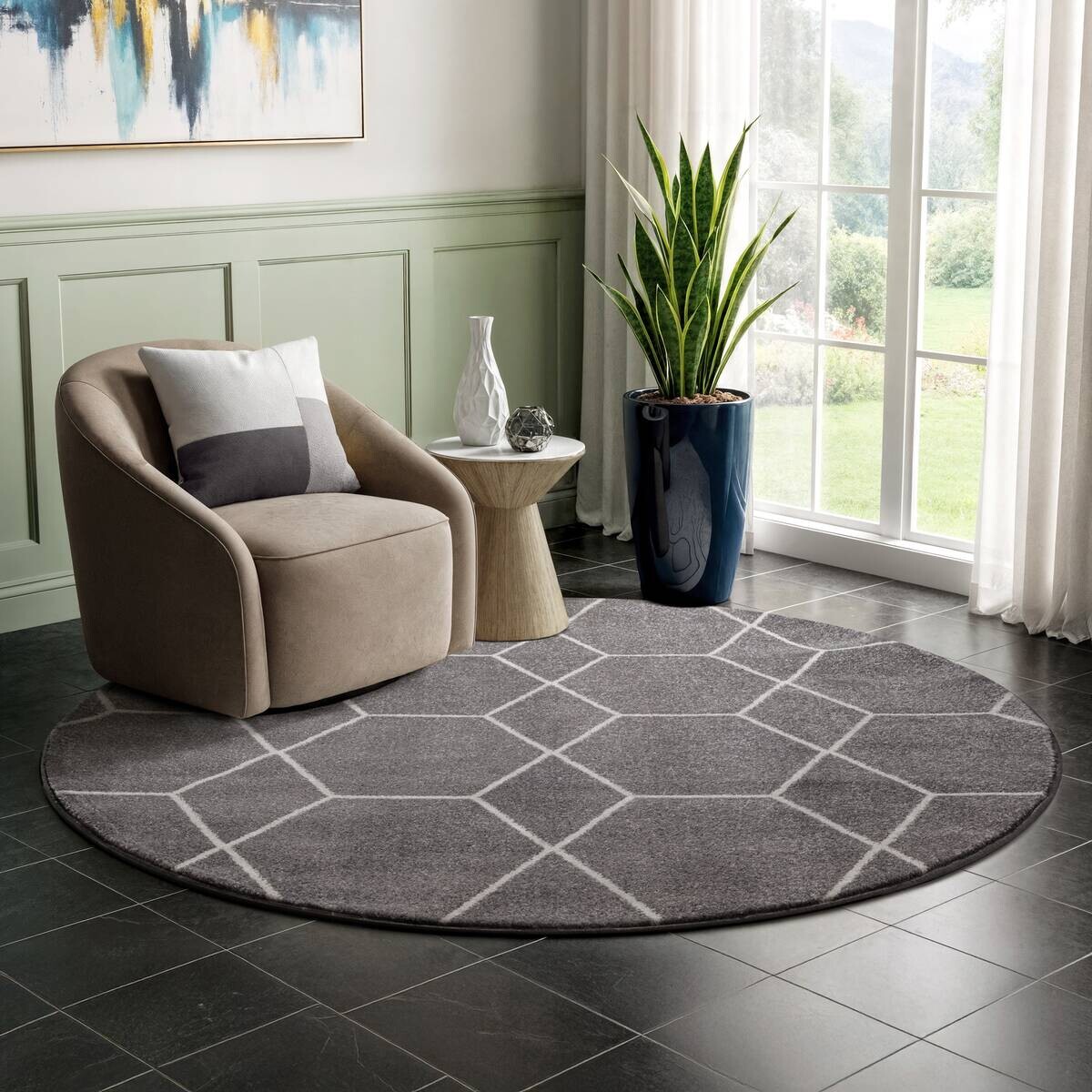 Sanat Teppich Trellis grau B/L: ca. 120x120 cm