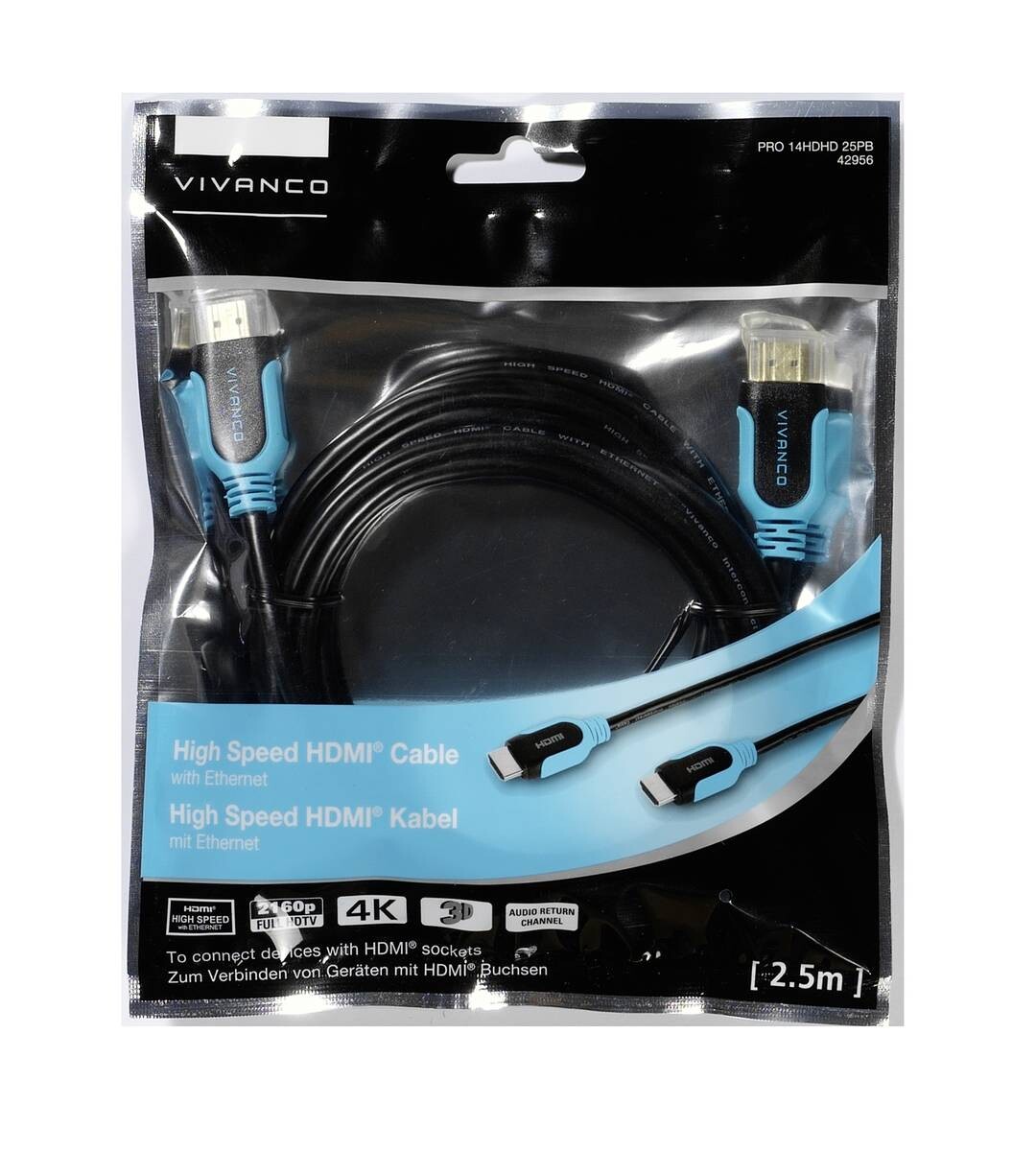 Vivanco HDMI-Kabel blau schwarz