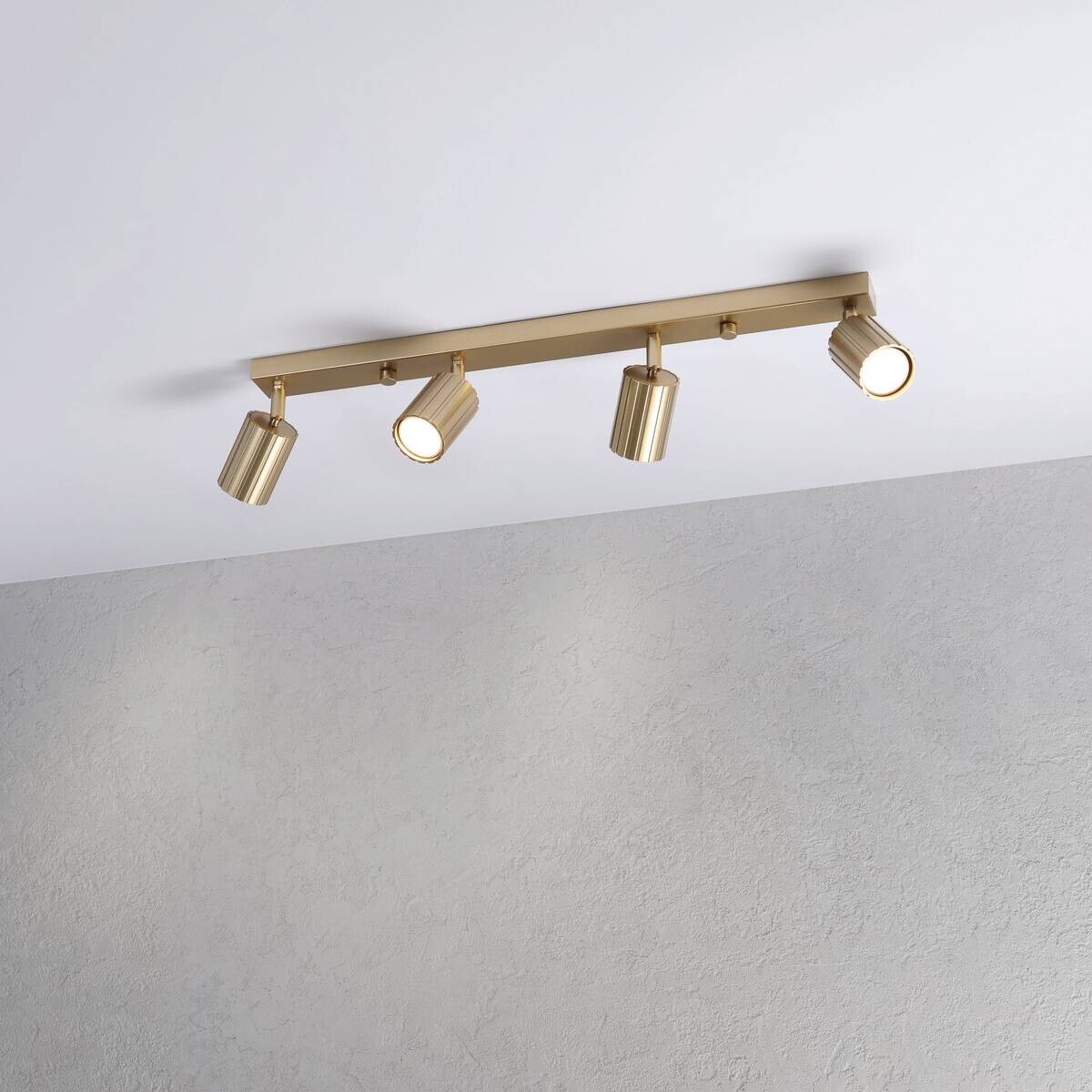 Lamkur Strahler Prisma gold Stahl B/H/L: ca. 6,5x16,5x81 cm 4 Brennstellen