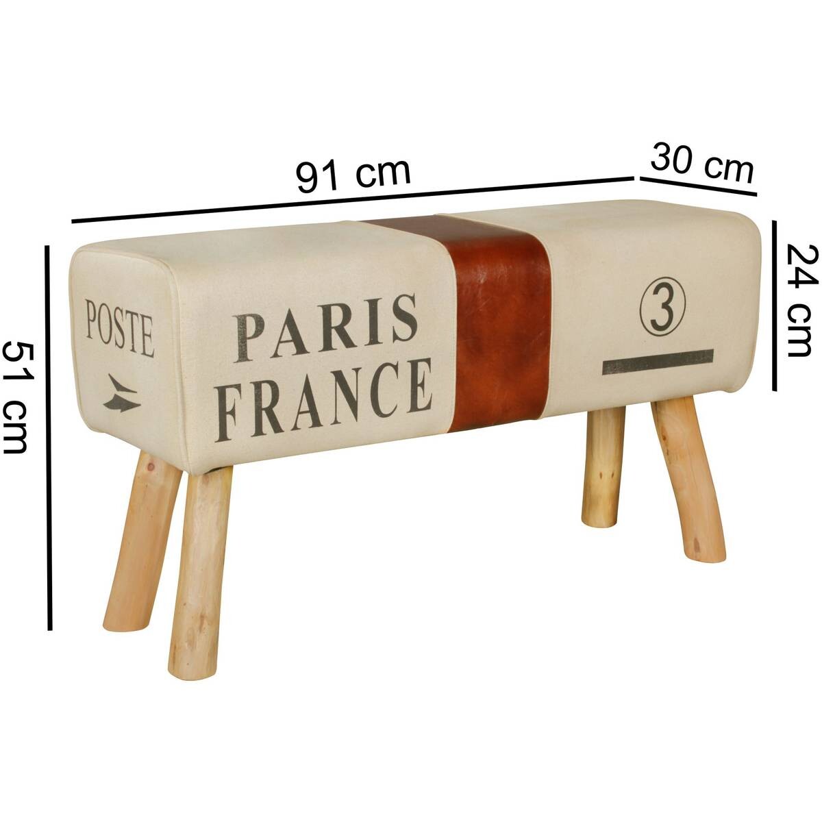 Wohnling Sitzbank beige B/H/T: ca. 91x51x30 cm