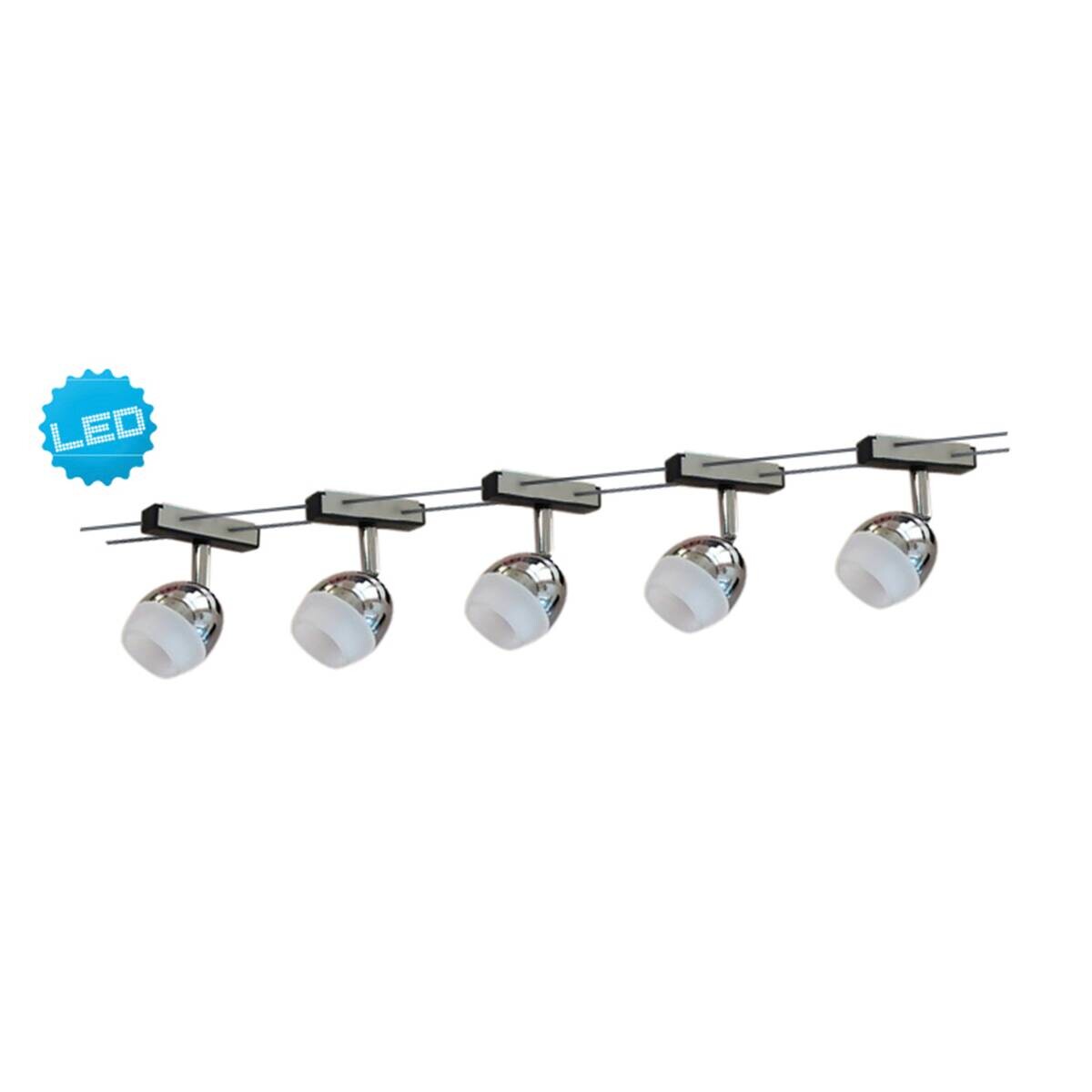 Näve Leuchten LED-Leuchten 1250942 stahlfarbig Kunststoff Metall B/H/T: ca. 6x12x50 cm 5 Brennstellen