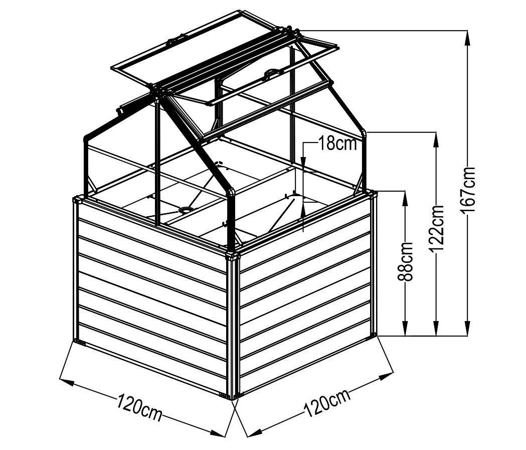 Westmann Hochbeet Store & Grow anthrazit Metall B/H/L: ca. 120x169x120 cm