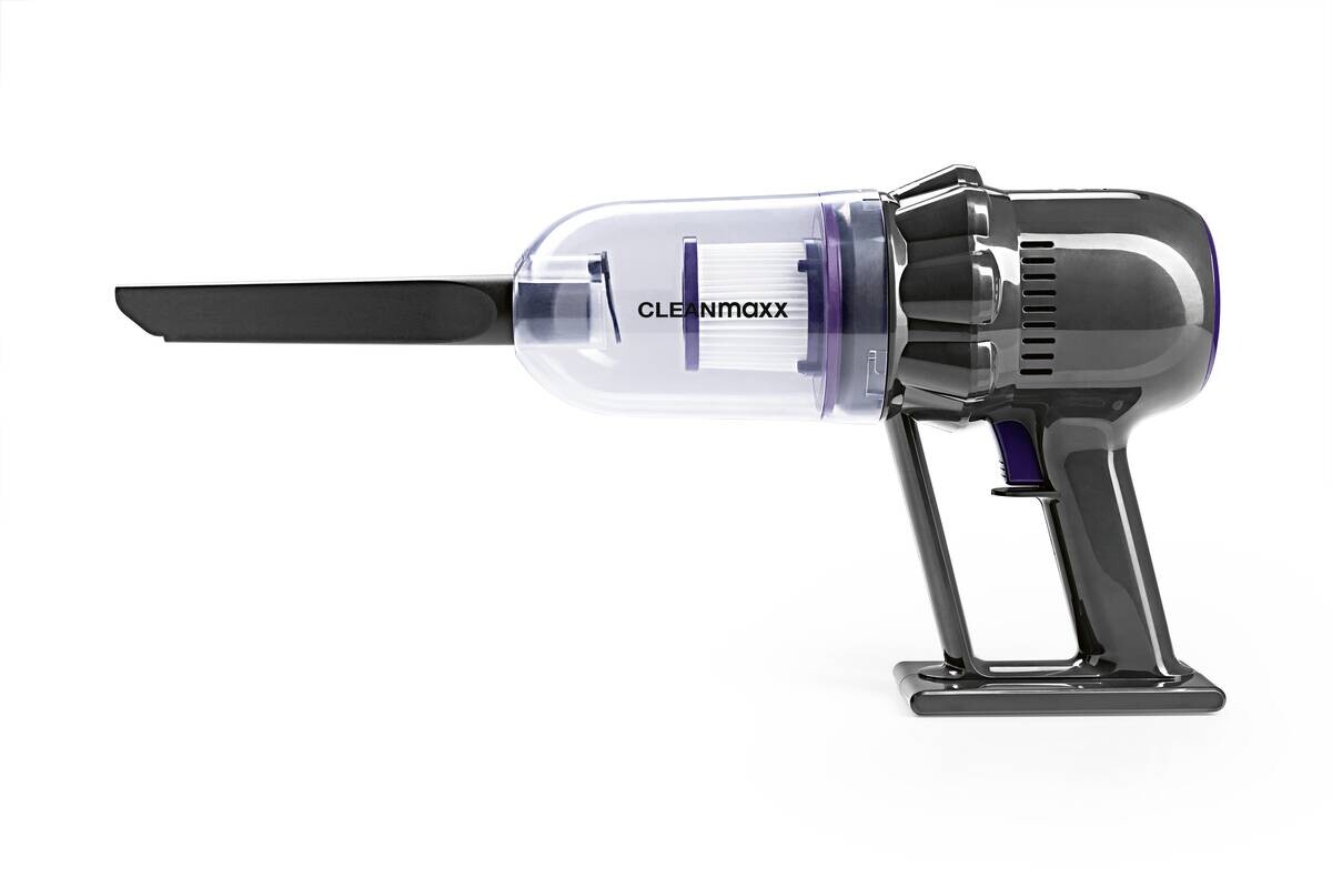 CLEANmaxx Akku-Hand-&-Bodenstaubsauger grau lila B/H/L: ca. 17,5x24,5x36 cm