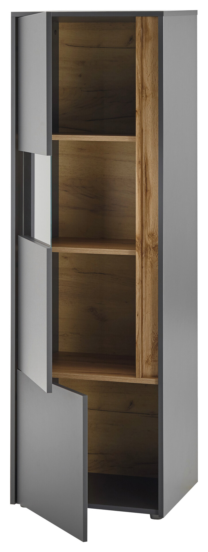 Standvitrine City Eiche Wotan Nachbildung anthrazit B/H/T: ca. 50x155x40 cm