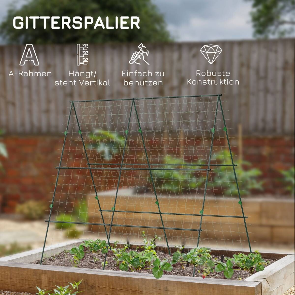 Outsunny Trellis-Rankhilfe mit Stahlrahmen grün B/H/L: ca. 100x180x180 cm