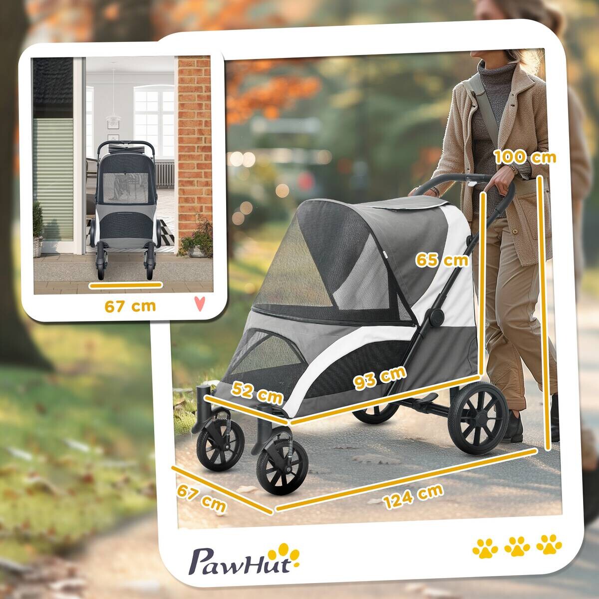 PawHut Hundewagen dunkelgrau Polyester B/H/L: ca. 67x100x124 cm