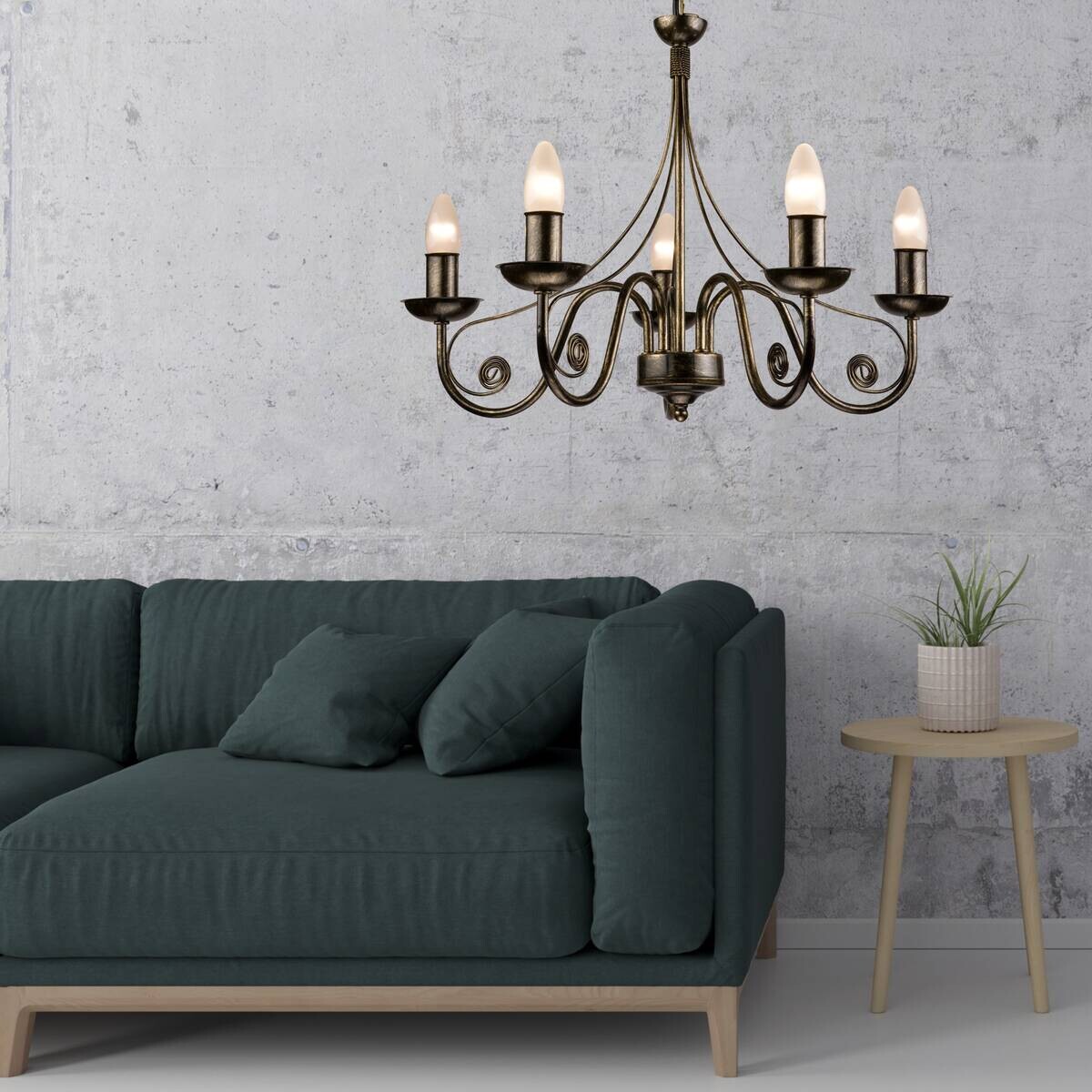 Lamkur Pendelleuchte Donato schwarz Stahl H/L: ca. 72x57 cm E27 5 Brennstellen