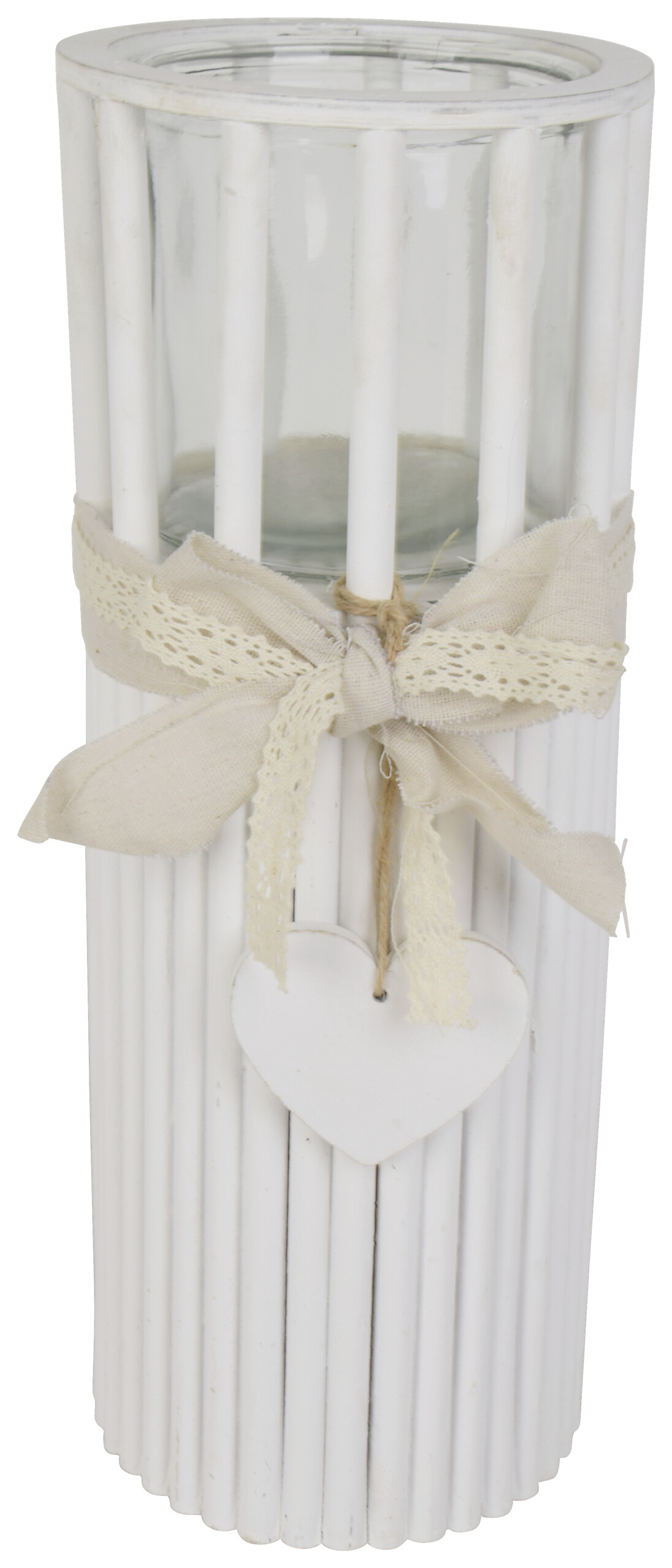 Windlicht weiß Bambus B/H/L: ca. 15x15x46 cm