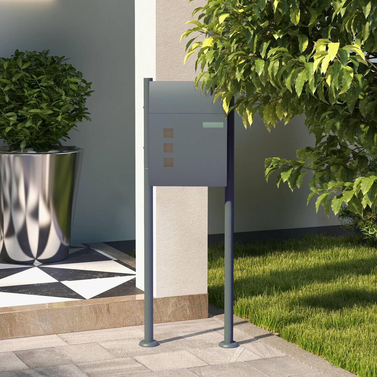 HOMCOM Briefkasten dunkelgrau B/H/L: ca. 15x44x114 cm