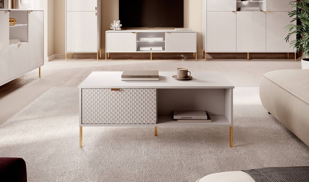 Couchtisch COUCHTISCH DIAMOND DI5 LED weiß B/H/T: ca. 104x57x42 cm