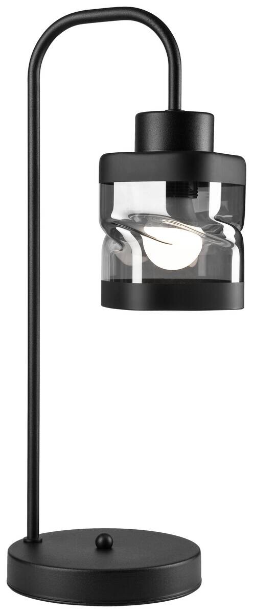 Lamkur Tischlampe schwarz Glas Stahl B/H/L: ca. 19x17x63 cm E27 1 Brennstellen