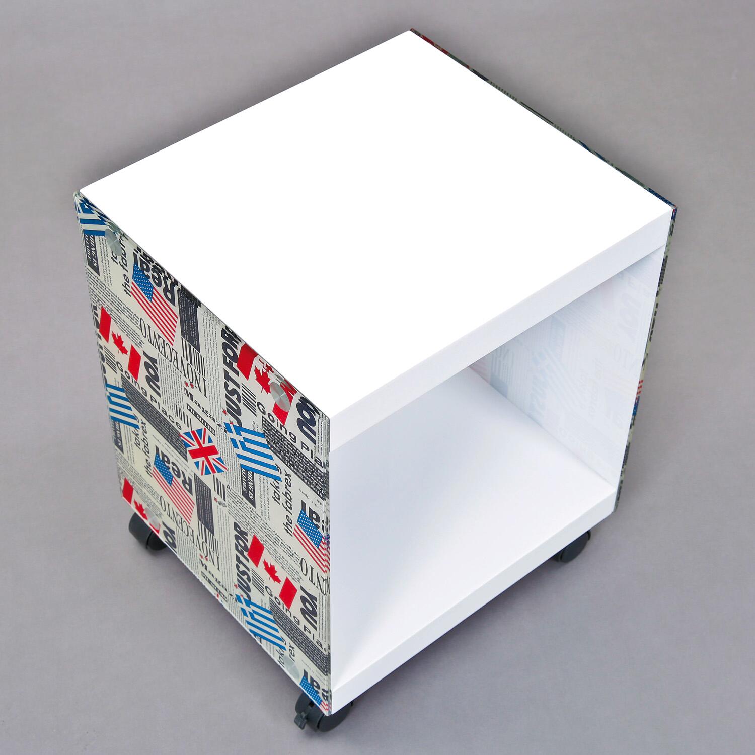 Beistelltisch Logo weiß Glas MDF B/H/T: ca. 38x46x33,5 cm