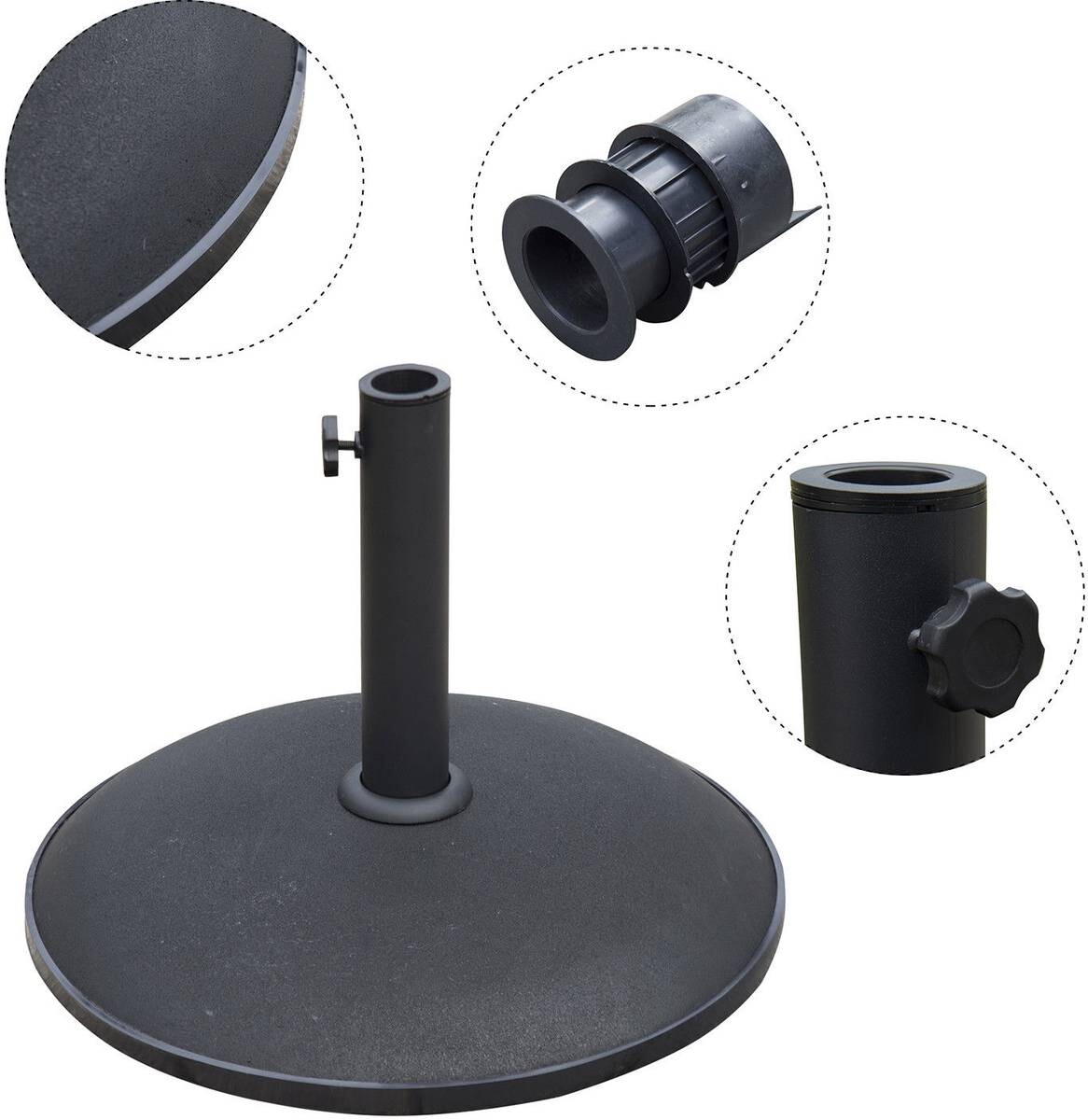 Outsunny Sonnenschirmständer schwarz Stahlrohr H/D: ca. 37x50 cm