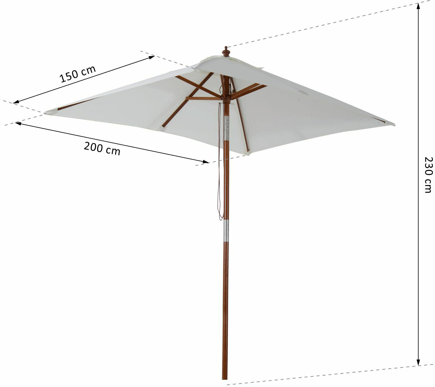 Outsunny Sonnenschirm creme Bambus B/H/L: ca. 150x230x200 cm