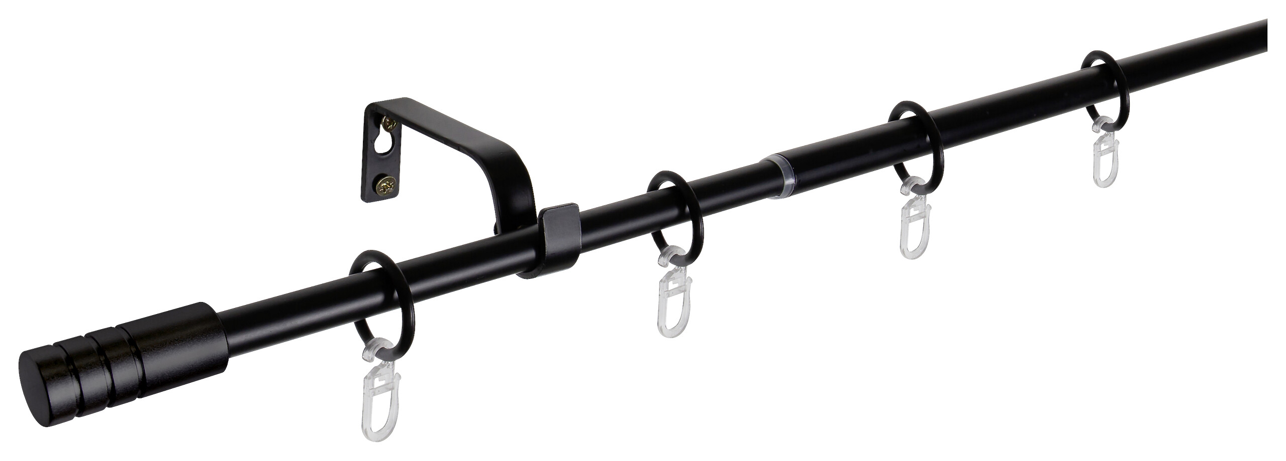 Gardinenstange schwarz Metall ausziehbar von ca. 120 bis 210 cm 1.0 Läufe