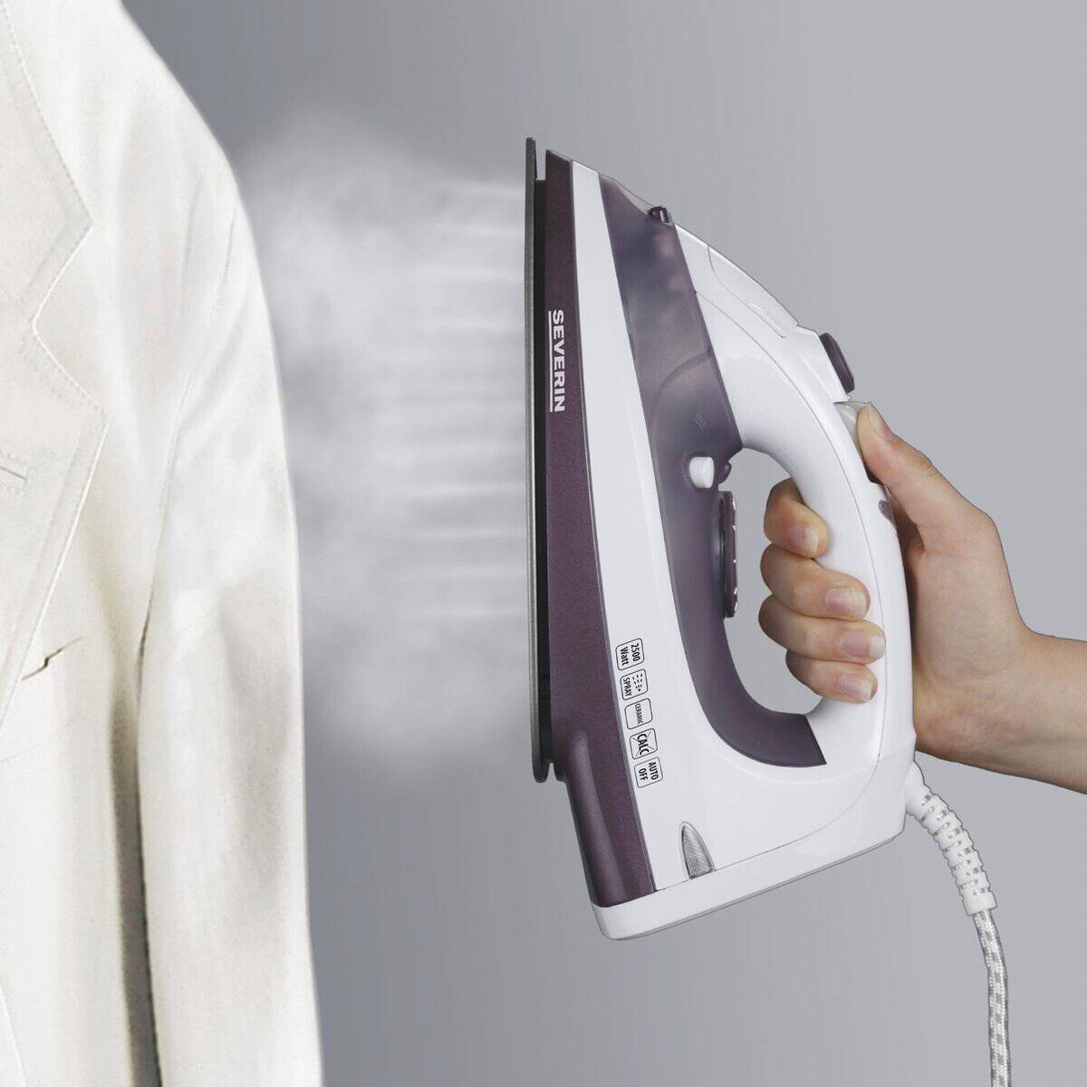 Severin Dampfbügelautomat lila weiß B/H/L: ca. 13,5x17x32 cm