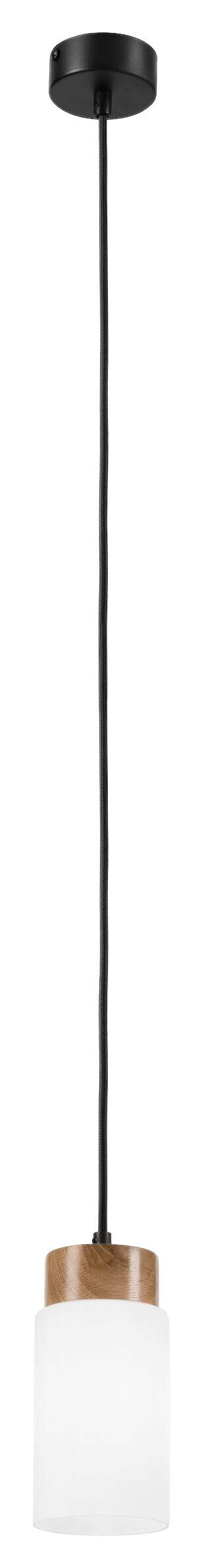 Lamkur Hängeleuchte Marcus schwarz Glas Holz Stahl B/H/L: ca. 20x10x20 cm E27 1 Brennstellen