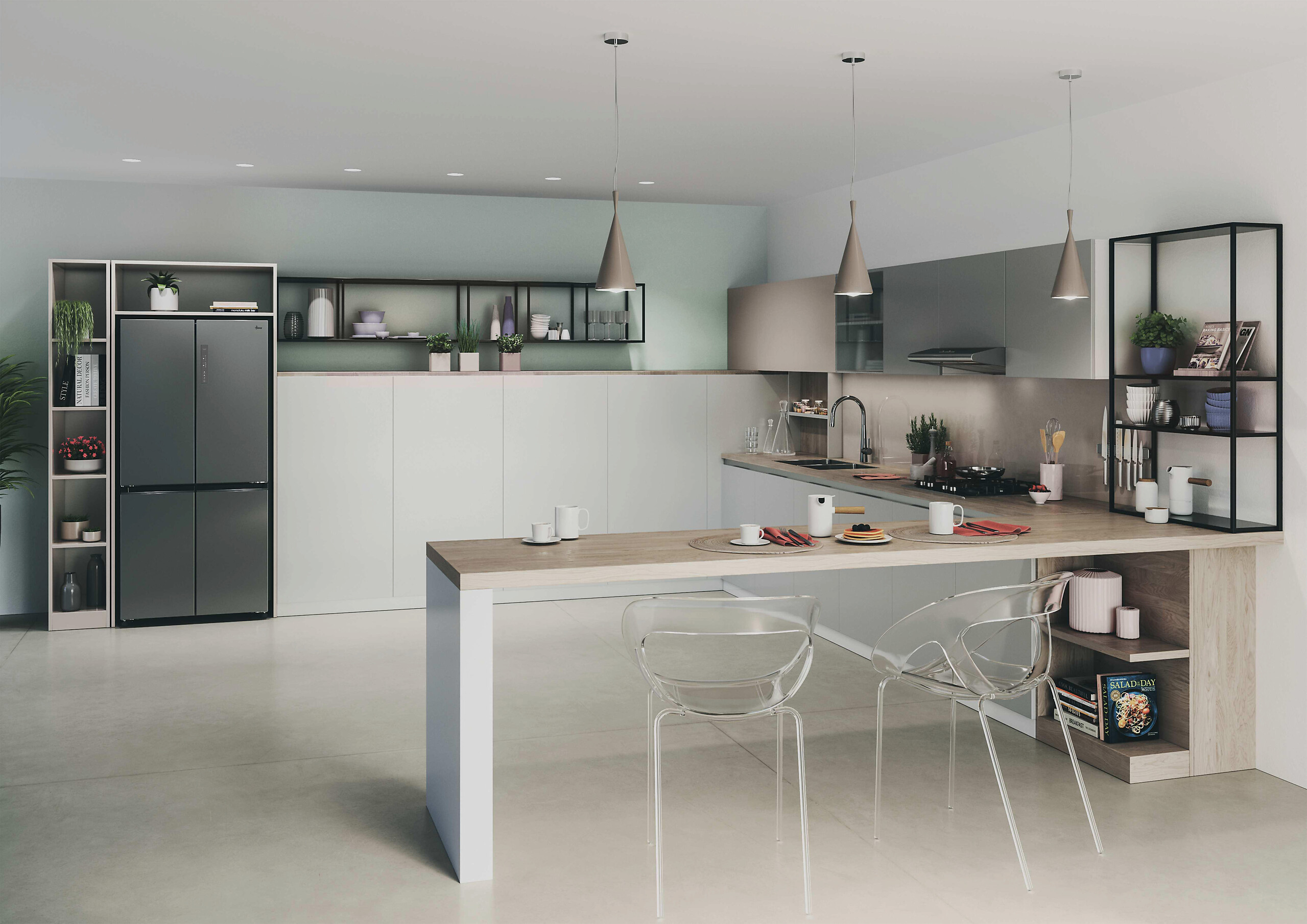 Hoover Multi-Door Kühl-/Gefrierkombination HHCR3818ENPL Edelstahloptik B/H/T: ca. 83,3x181,5x65 cm