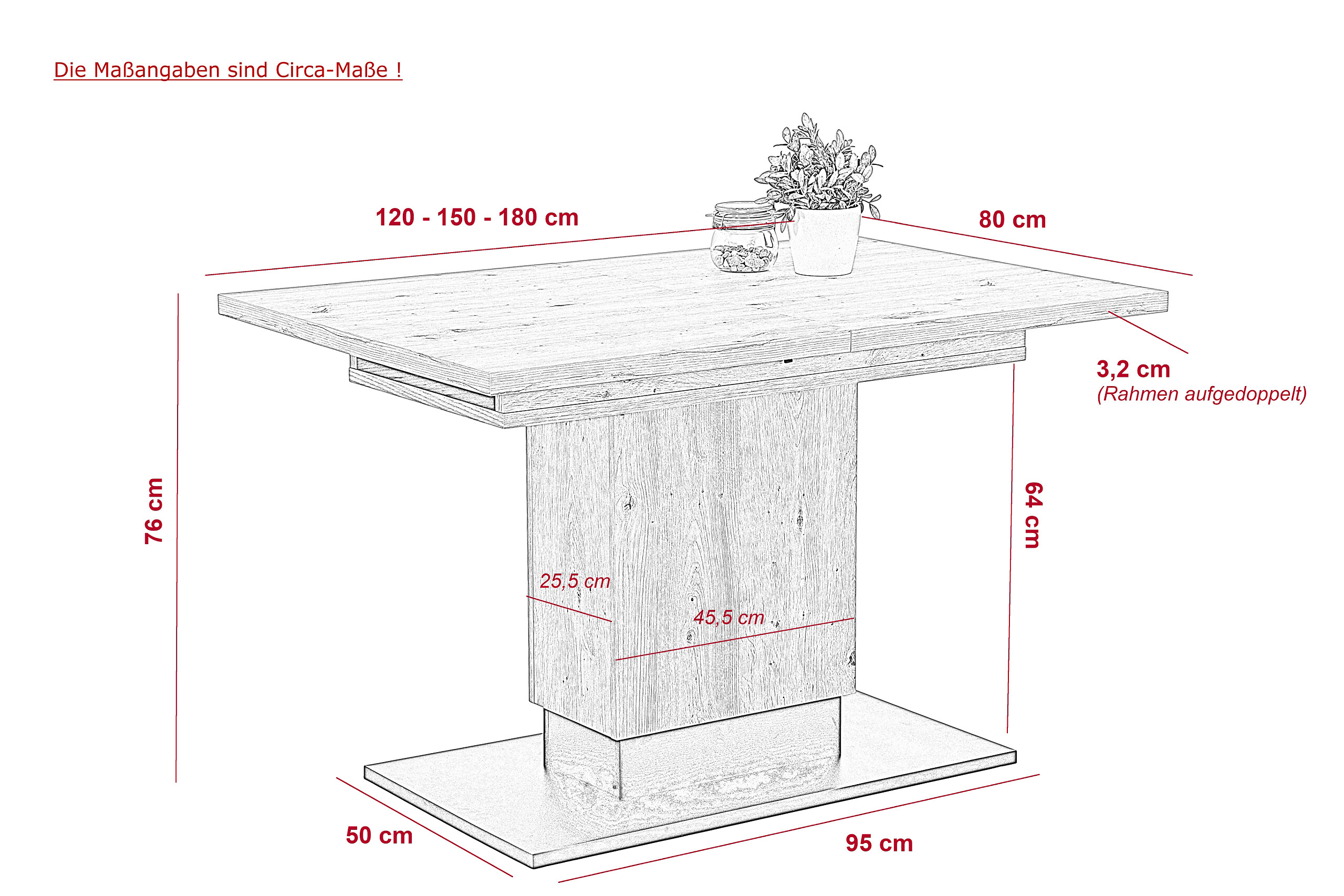 Esstisch LORENA Eiche Artisan Nachbildung braun B/H/T: ca. 120x76x80 cm