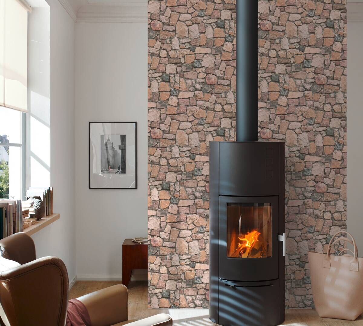 Papiertapete Steinoptik bunt B/L: ca. 53x1005 cm