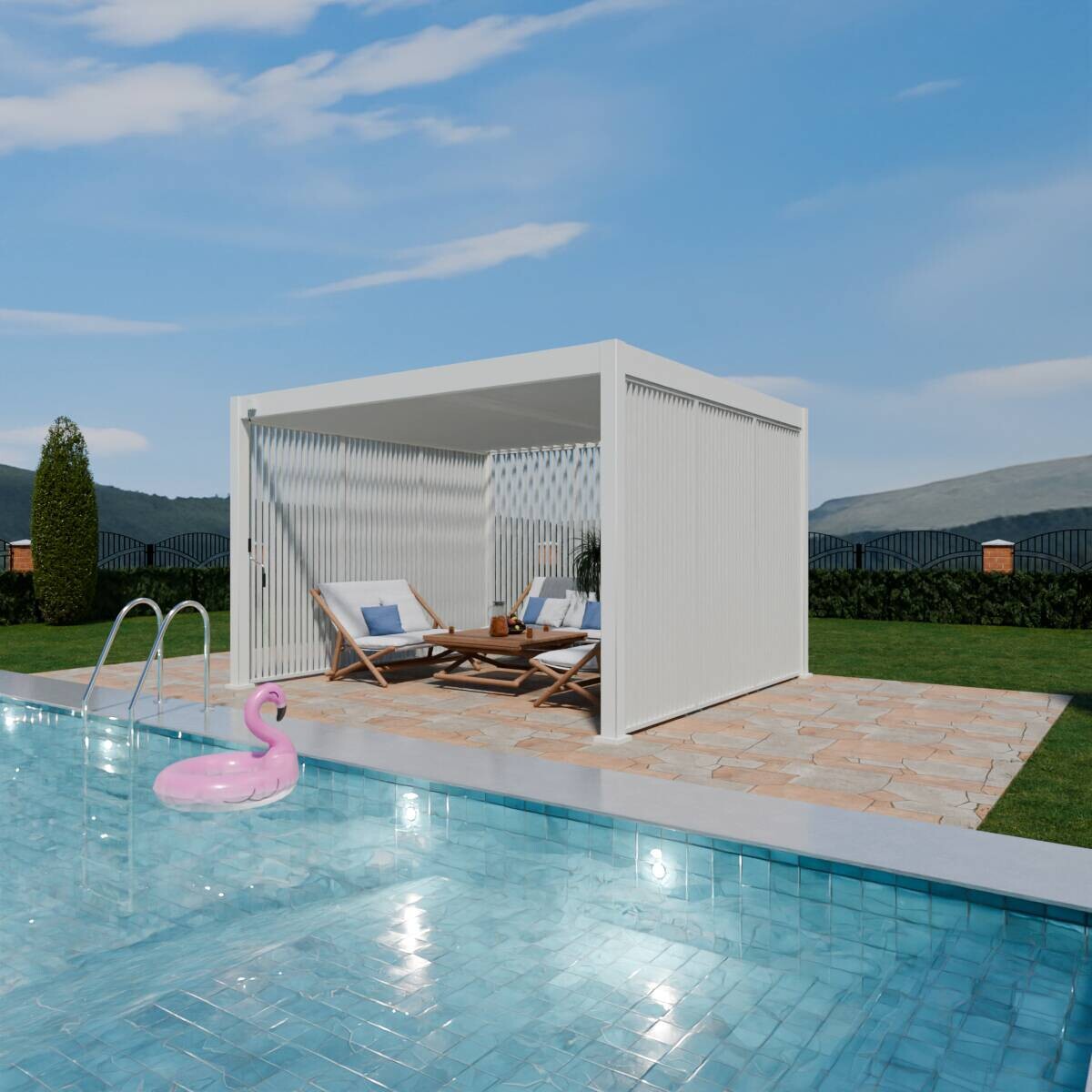 PergoLine Seitenwandpaneel für Trumpf + Superior weiß Aluminium B/H: ca. 123x235 cm