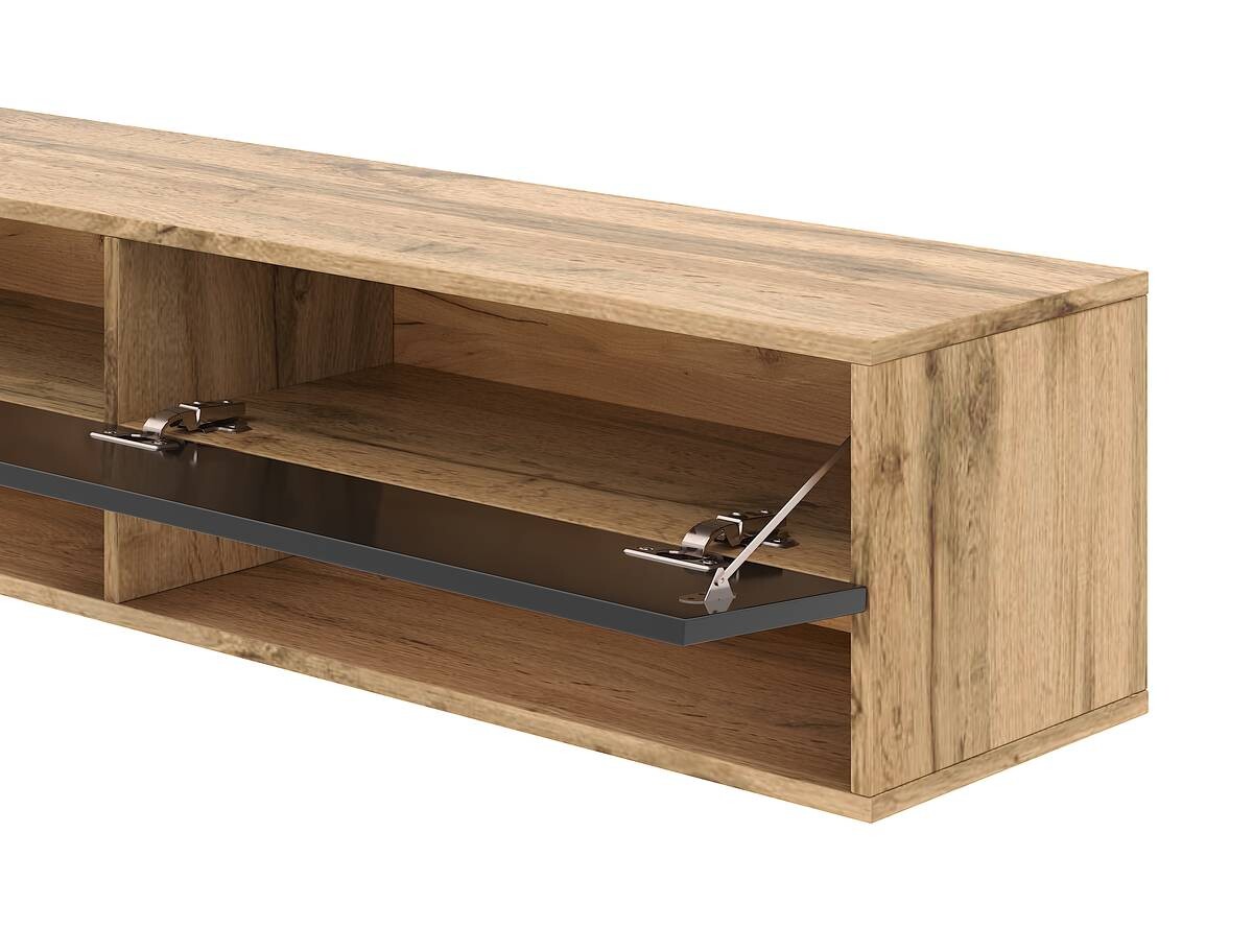 TV-Lowboard TV LOWBOARD DERBY 140 Eiche Wotan Nachbildung schwarz glänzend B/H/T: ca. 140x32,5x31,5 cm