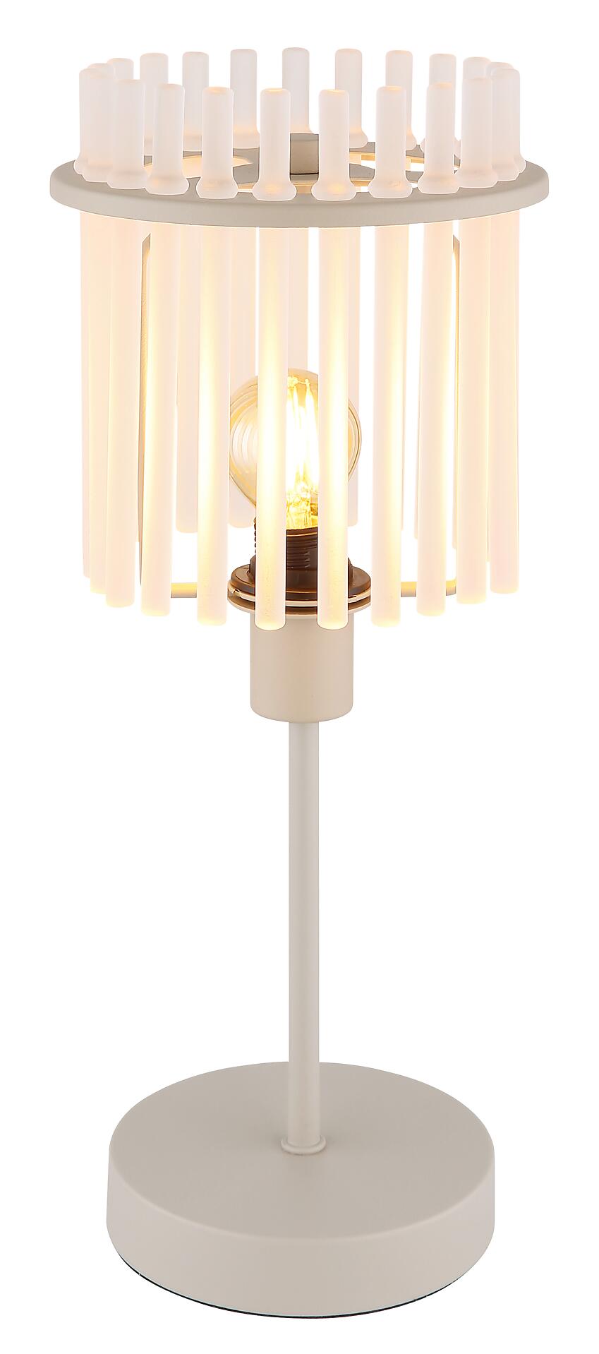 GLOBO Tischleuchte sand Metall Glas H/D: ca. 37,5x15 cm E14 1 Brennstellen