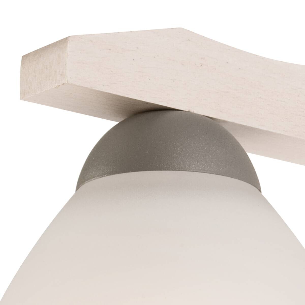 Lamkur Wandleuchte weiß buche Glas Stahl Holz B/H/L: ca. 20x20x30 cm E27 1 Brennstellen