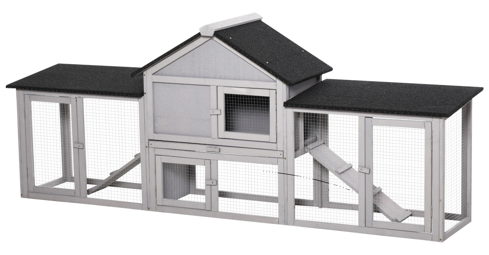 PawHut Kleintierstall grau Holz B/H/L: ca. 45,5x84,5x210 cm