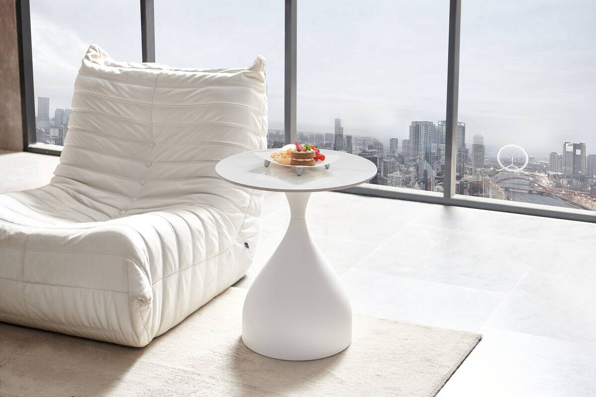 Beistelltisch Helena weiß Keramik H/D: ca. 57x50 cm Beistelltisch Helena weiß Keramik H/D: ca. 57x50 cm