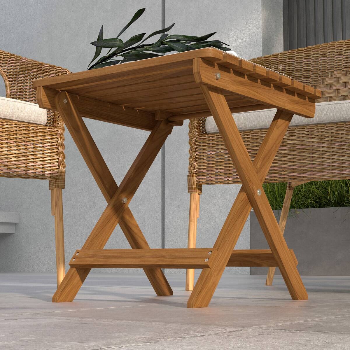 Outsunny Garten-Beistelltisch 2er-Set teak Akazie B/H/L: ca. 45x45x45 cm