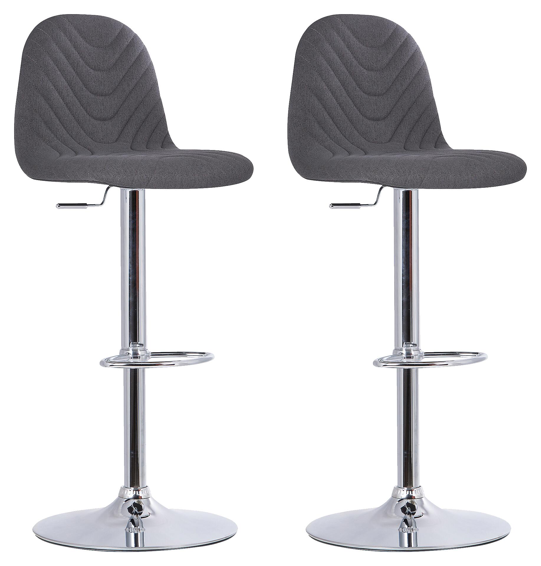 Barhocker CASINO 2er-Set anthrazit Chrom Webstoff Metall B/H/T: ca. 41x88x52,5 cm