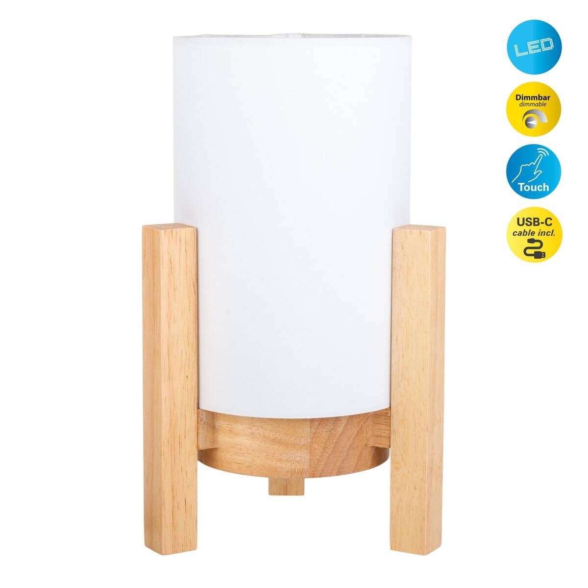 Näve Leuchten Tischleuchte 5305223 weiß Textil Holz B/H/T: ca. 16,2x25x16,2 cm null 1 Brennstellen