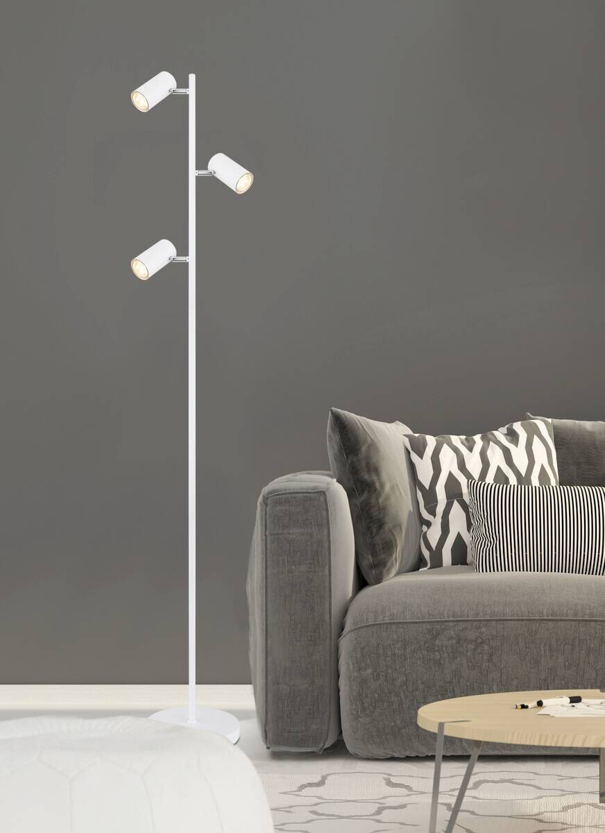 GLOBO Stehleuchte weiß Metall B/H/T: ca. 23x154x25 cm GU10 3 Brennstellen