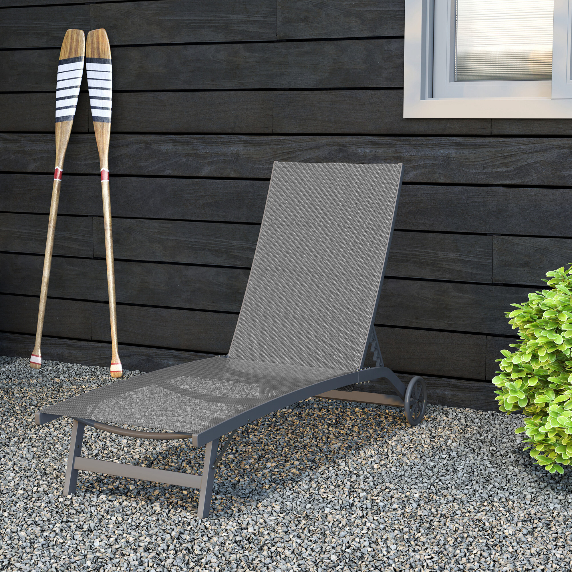 Outsunny Sonnenliege dunkelgrau Aluminium B/H/L: ca. 165x102x66 cm