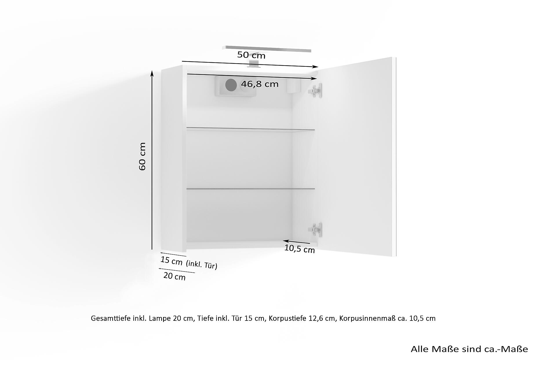 Spiegelschrank SPREE anthrazit B/H/T: ca. 50x60x15 cm