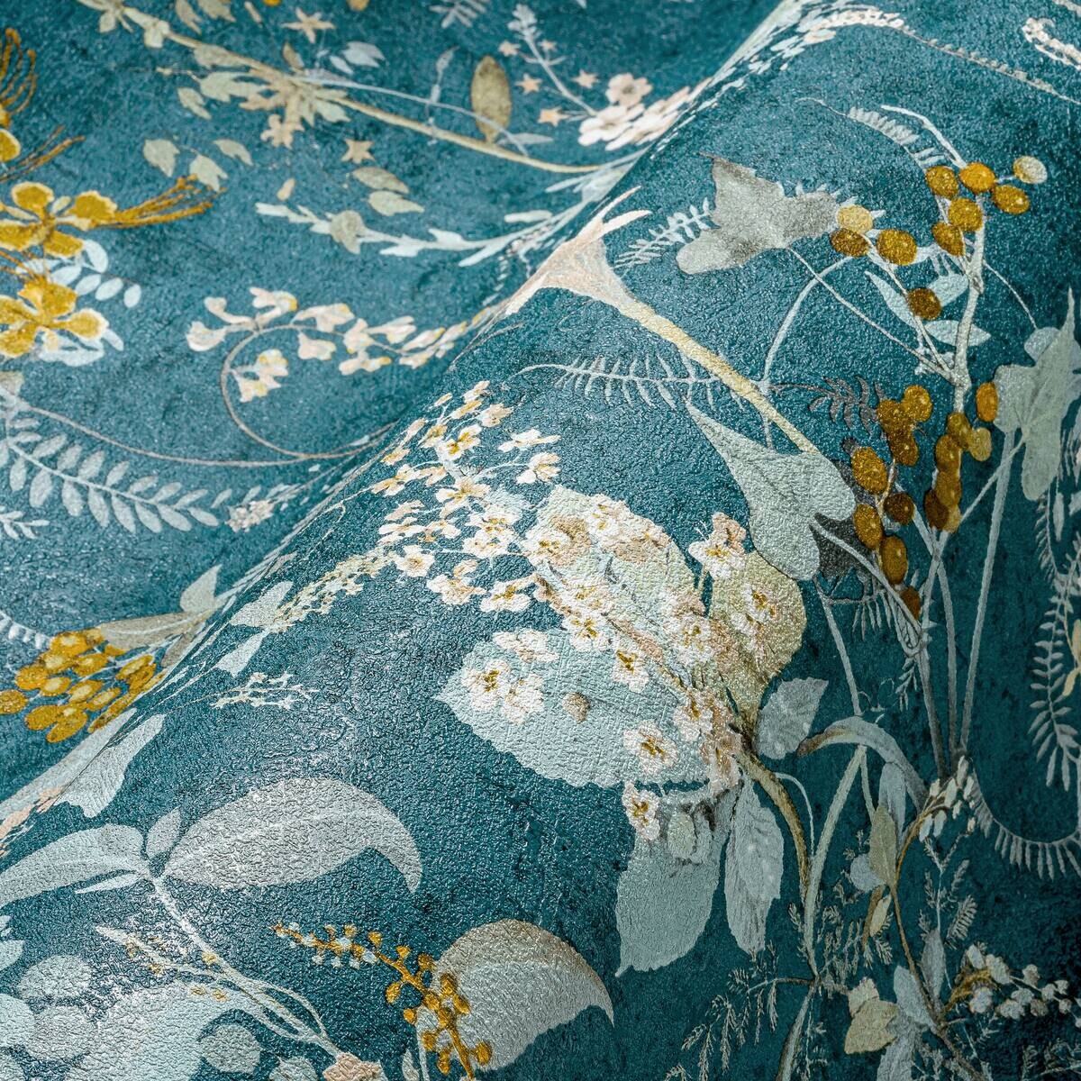 A.S.Creation Vliestapete blau petrol gelb B/H/D: ca. 53x1005x8,2 cm