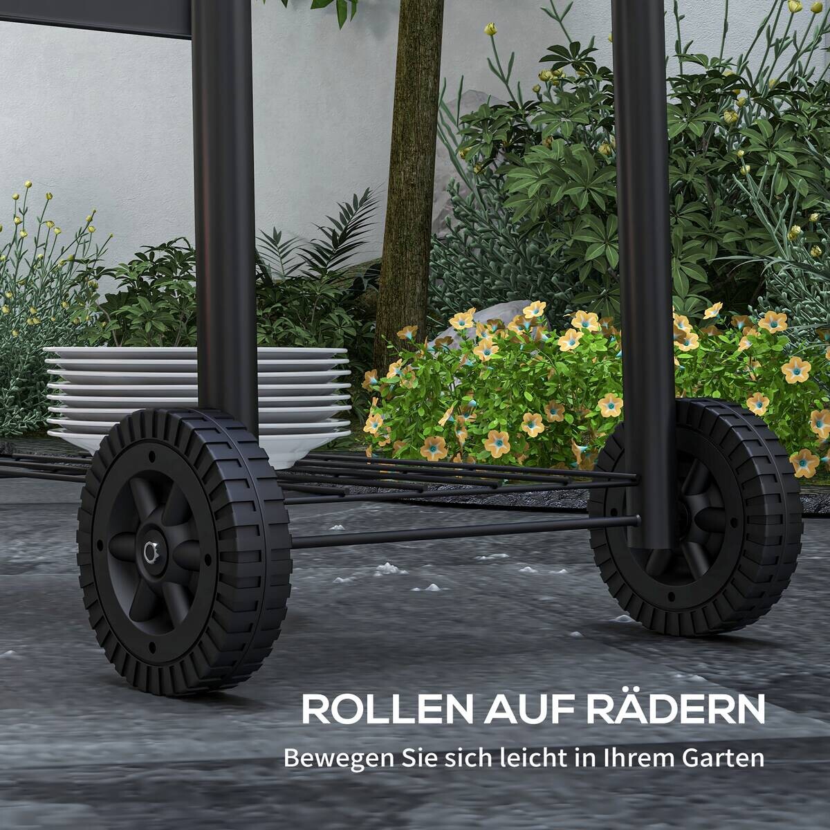 Outsunny Holzkohlegrill Metall B/H/L: ca. 46,5x115x83 cm