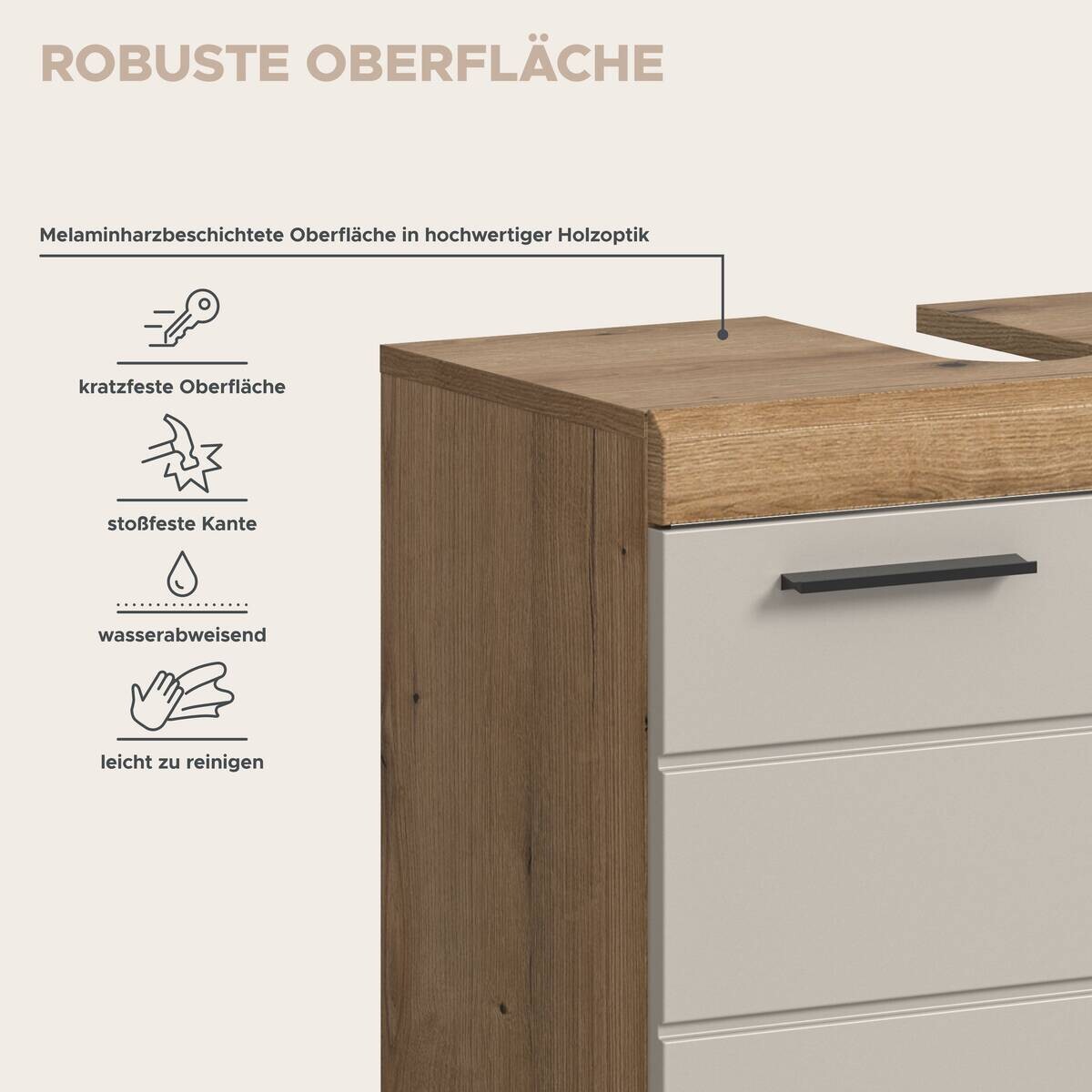 Badezimmer-Set Scout Evoke Oak Nachbildung Kaschmirgrau Nachbildung B/H/T: ca. 201x191x34 cm